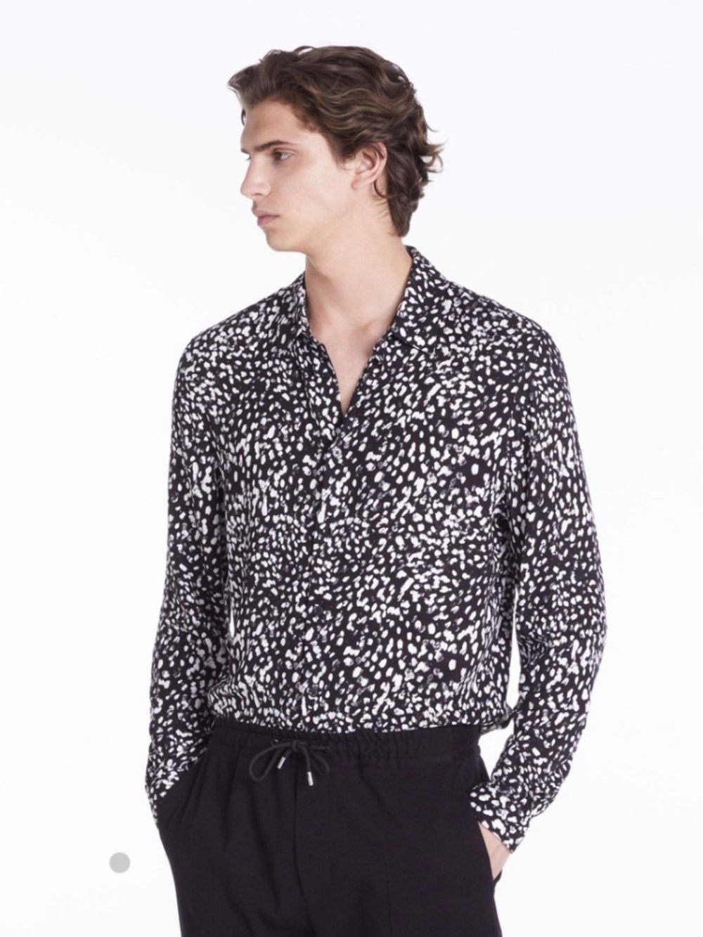 The Kooples┆M┆Flowing Regular Fit MENS Shirt┆Black & White┆263 - Picture 8 of 9